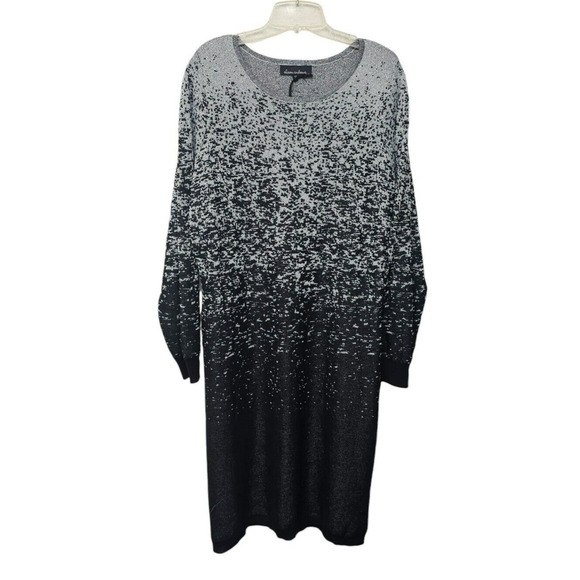 Alison Andrews Womens Sweater Dress Size 1X Metallic Ombre Glam Event Silver - Picture 1 of 11
